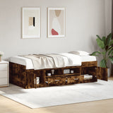 Day bed with drawers without mattress smoked oak 100x200 cm