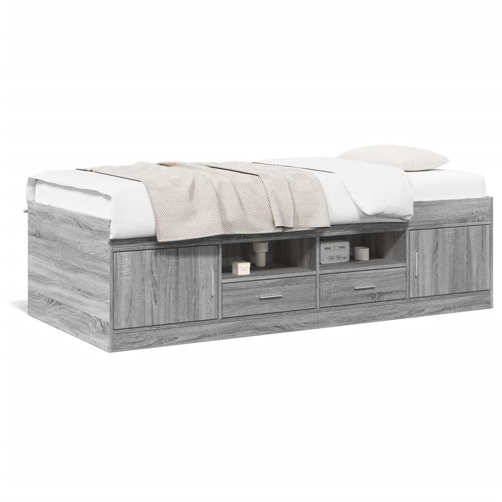 Day bed with drawers without mattress sonoma gray 100x200 cm