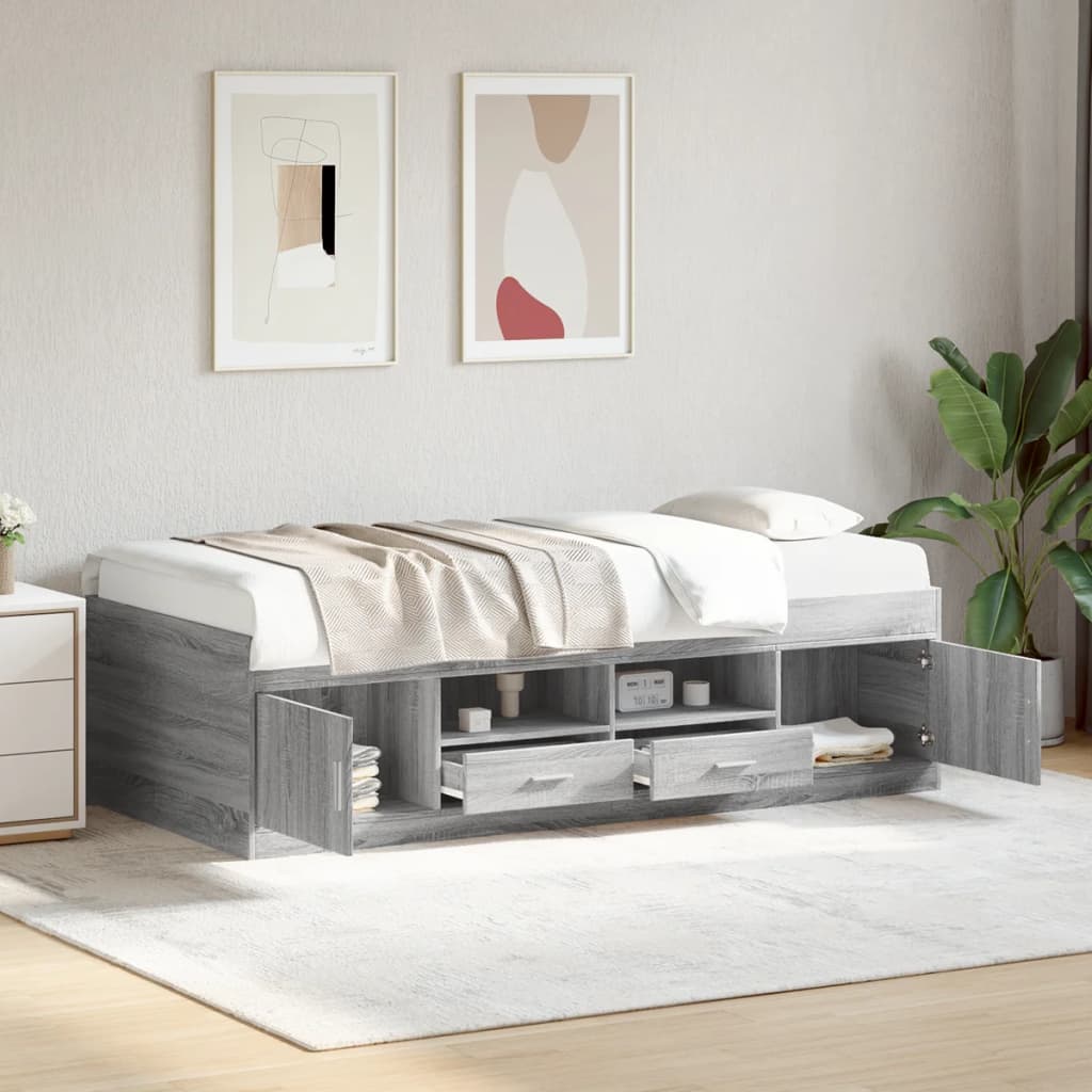 Day bed with drawers without mattress sonoma gray 100x200 cm