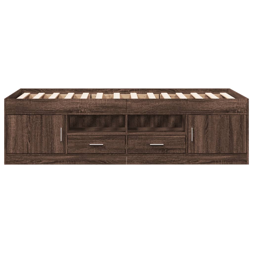 Day bed with drawers without mattress brown oak 100x200 cm