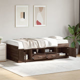 Day bed with drawers without mattress brown oak 100x200 cm