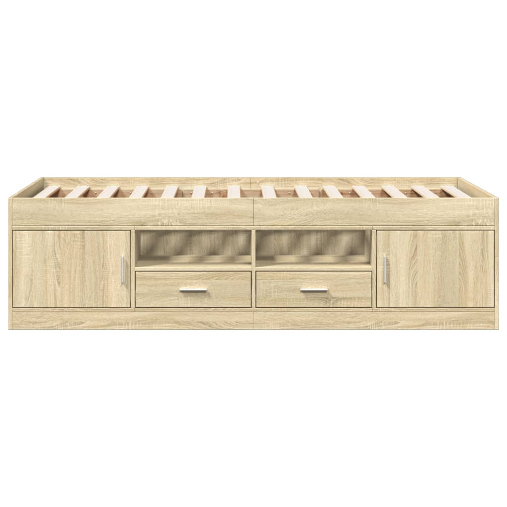 Day bed with drawers without mattress sonoma oak 90x200 cm