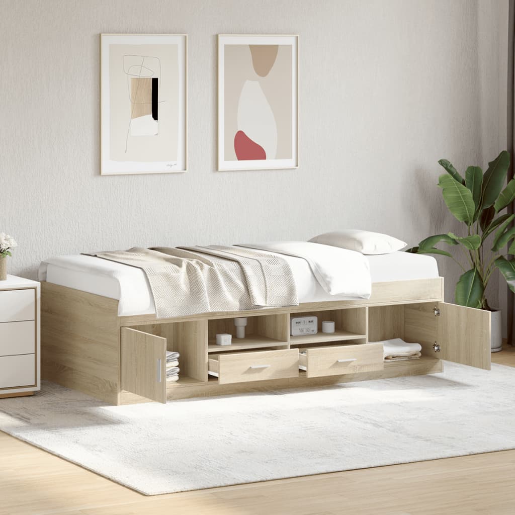 Day bed with drawers without mattress sonoma oak 90x200 cm