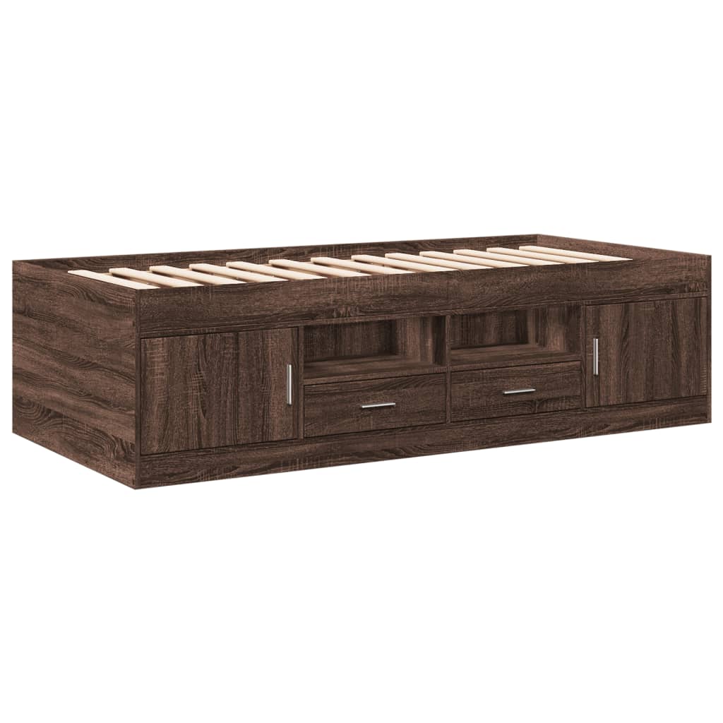 Day bed with drawers without mattress brown oak 90x200 cm