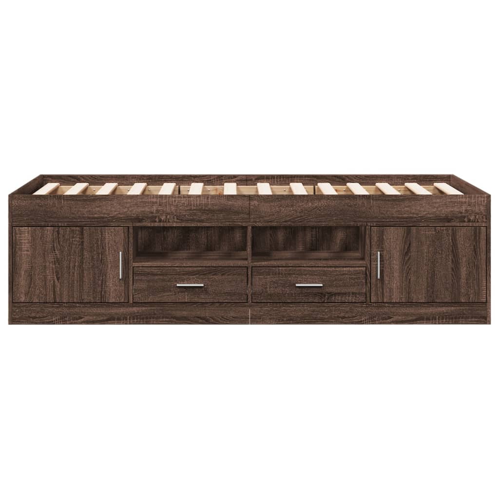 Day bed with drawers without mattress brown oak 90x200 cm