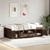 Day bed with drawers without mattress brown oak 90x200 cm