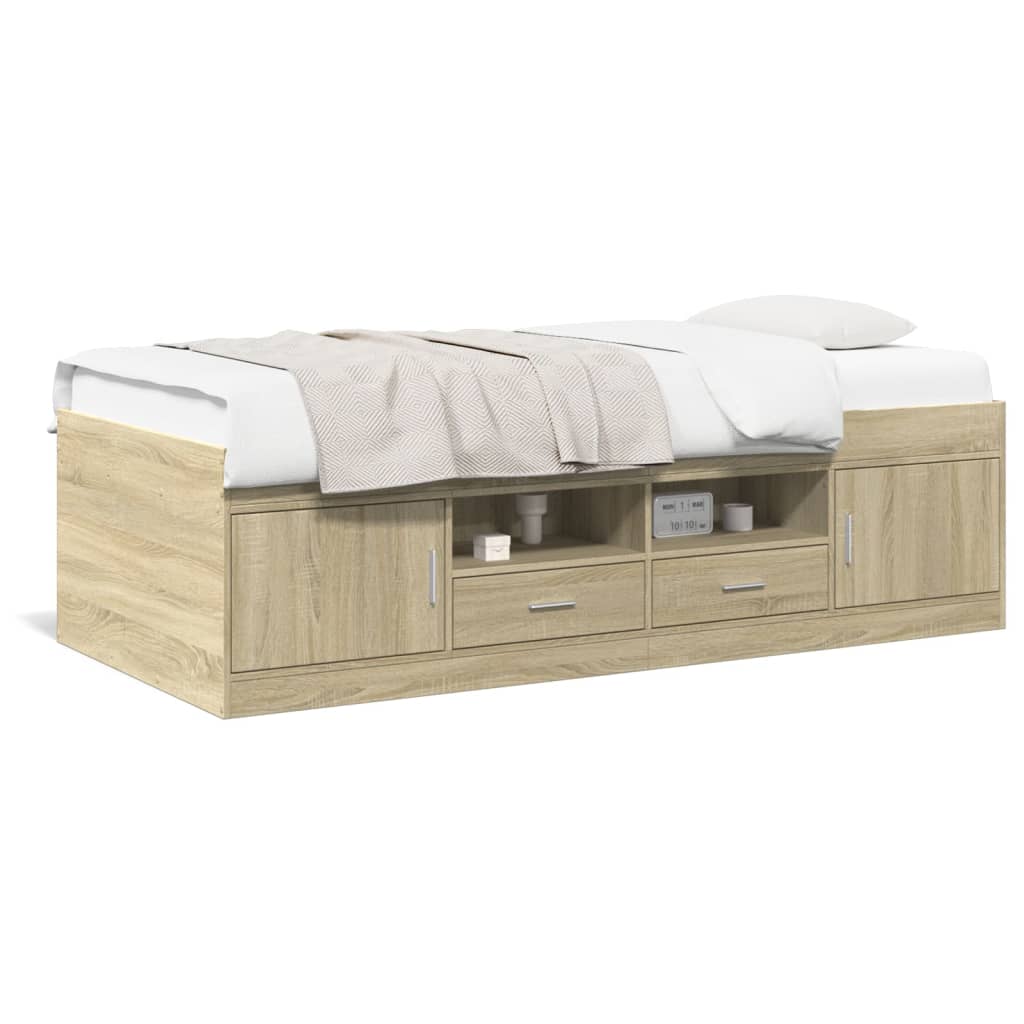 Day bed with drawers without mattress sonoma oak 90x190 cm