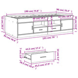 Day bed with drawers without mattress smoked oak 90x190 cm