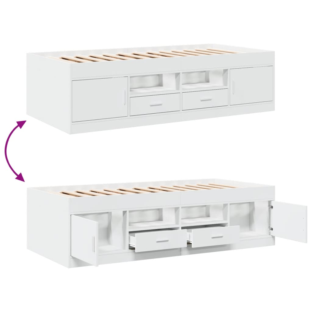 Day bed with drawers without mattress white 75x190 cm