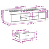 Day bed with drawers without mattress smoked oak 75x190 cm