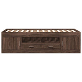 Day bed with drawers without mattress brown oak 75x190 cm