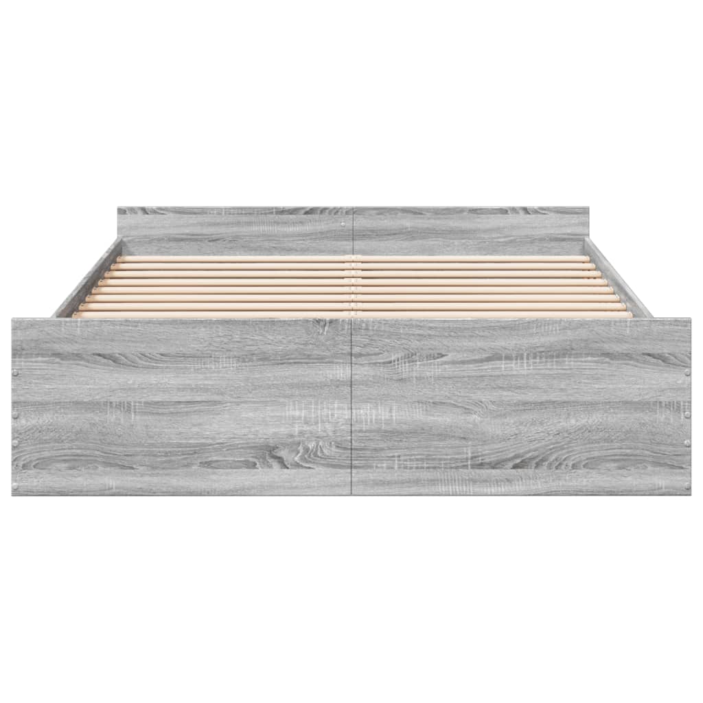 Cadre de lit avec tiroirs sans matelas sonoma gris 150x200 cm