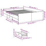 Cadre de lit avec tiroirs sans matelas sonoma gris 120x200 cm