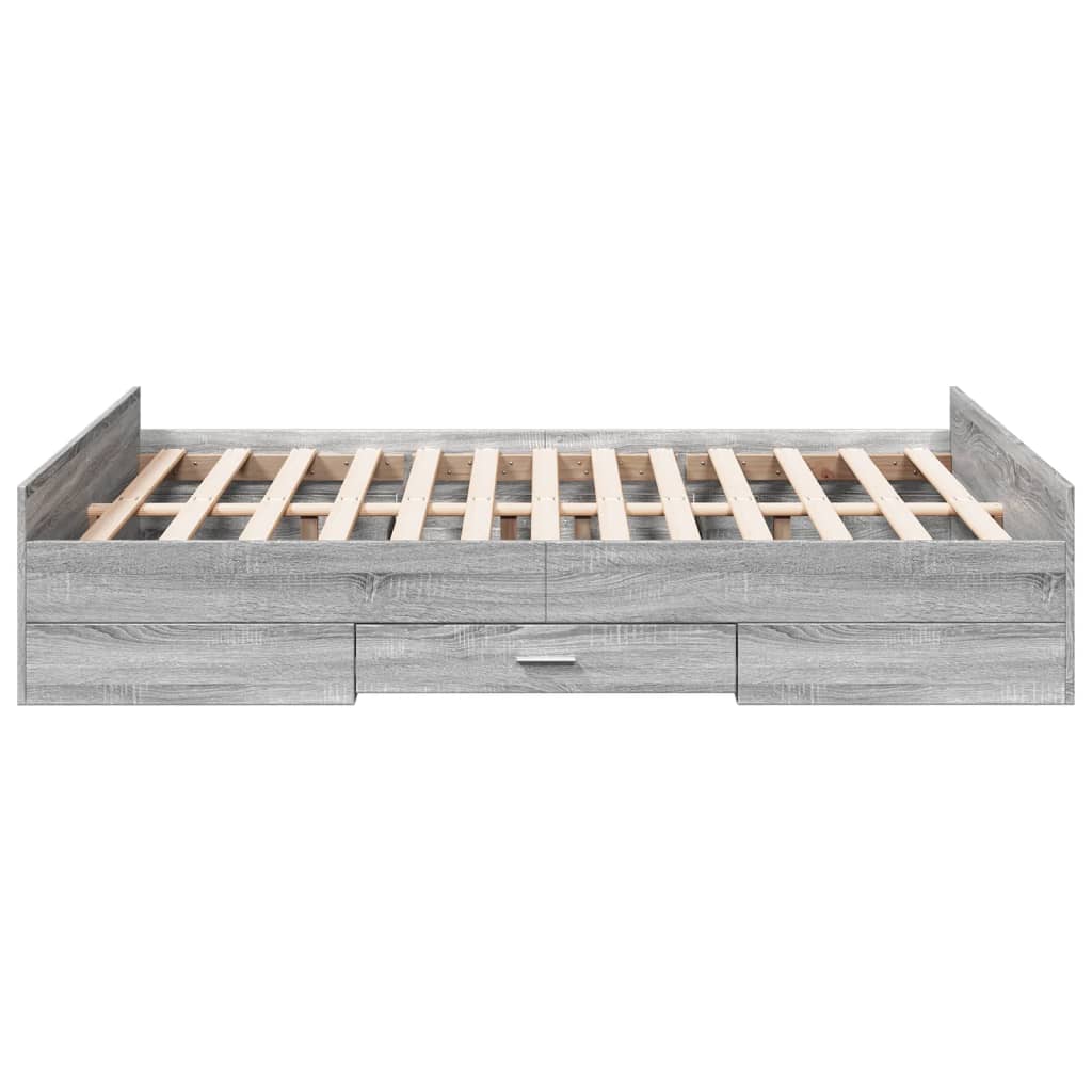 Cadre de lit avec tiroirs sans matelas sonoma gris 140x190 cm