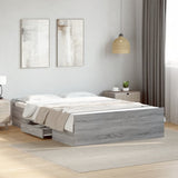 Cadre de lit avec tiroirs sans matelas sonoma gris 140x190 cm