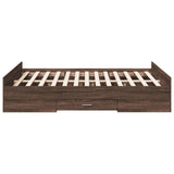 Cadre de lit avec tiroirs sans matelas chêne marron 140x190 cm