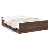 Cadre de lit avec tiroirs sans matelas chêne marron 135x190 cm