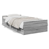 Cadre de lit avec tiroirs sans matelas sonoma gris 90x200 cm