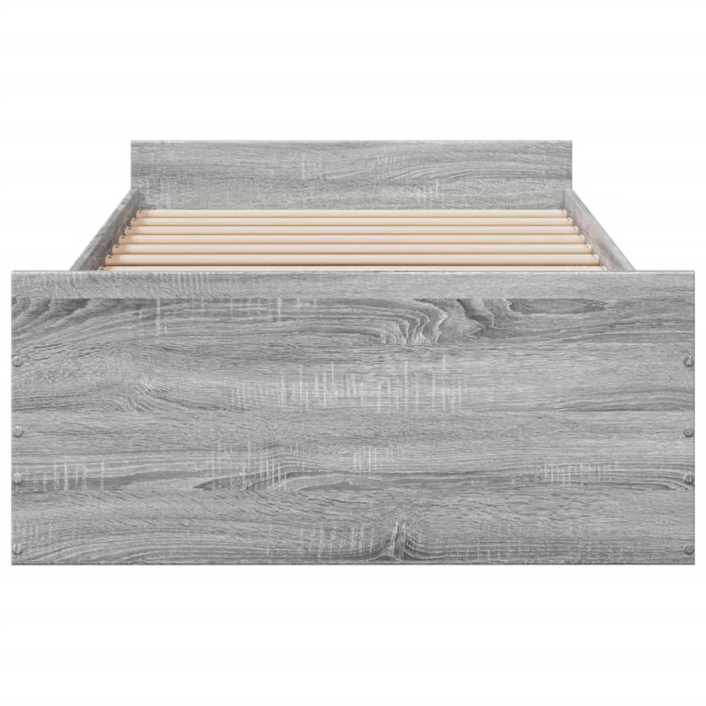 Cadre de lit avec tiroirs sans matelas sonoma gris 90x200 cm