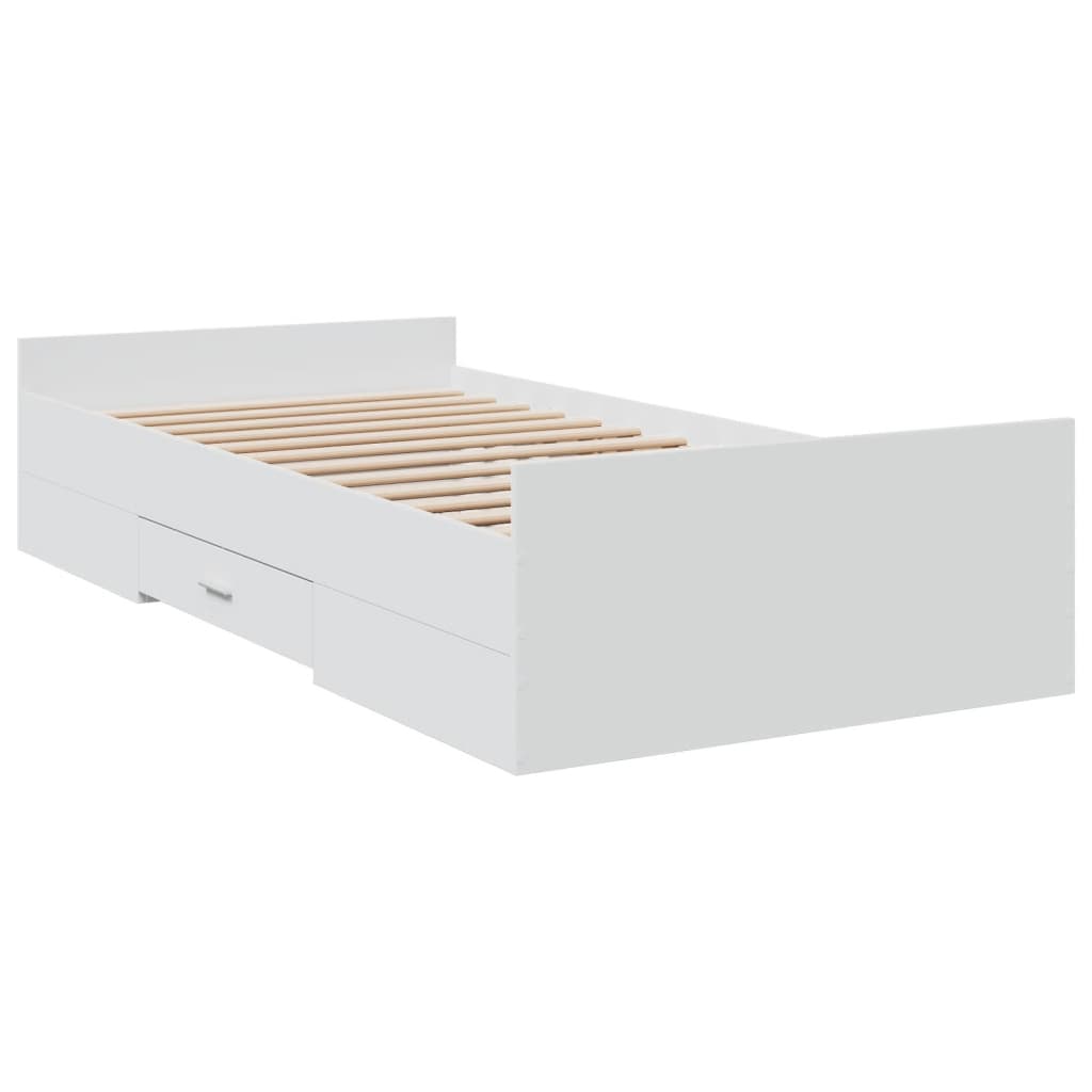 Bed frame with drawers without mattress white 75x190 cm