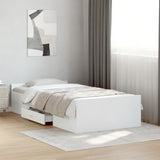 Bed frame with drawers without mattress white 75x190 cm