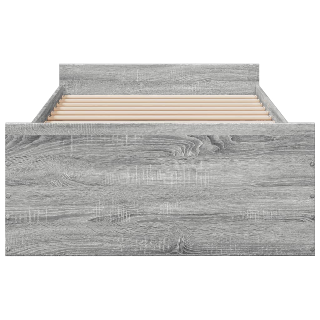 Cadre de lit avec tiroirs sans matelas sonoma gris 75x190 cm