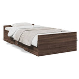 Cadre de lit avec tiroirs sans matelas chêne marron 75x190 cm