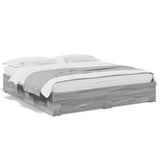 Cadre de lit avec tiroirs sans matelas sonoma gris 200x200 cm