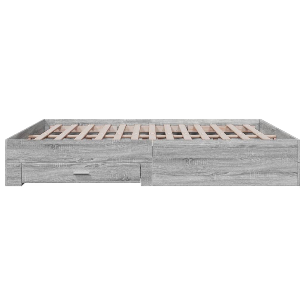 Cadre de lit avec tiroirs sans matelas sonoma gris 200x200 cm