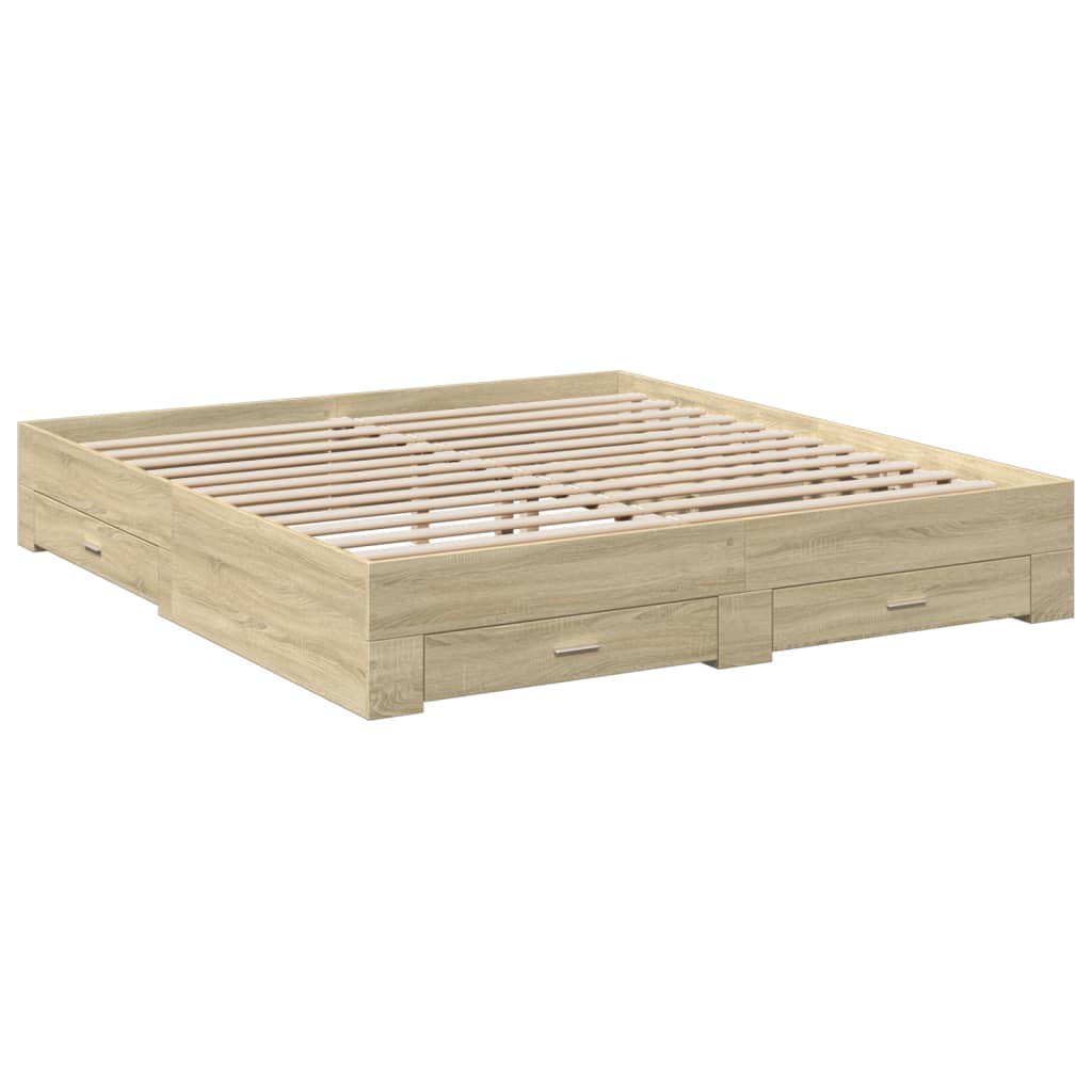 Bed frame with drawers without mattress sonoma oak 180x200 cm