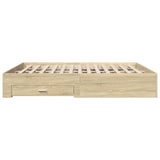 Bed frame with drawers without mattress sonoma oak 180x200 cm