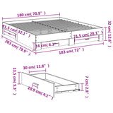 Cadre de lit avec tiroirs sans matelas gris béton 180x200 cm