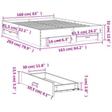 Cadre de lit avec tiroirs sans matelas sonoma gris 160x200 cm