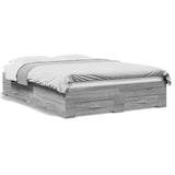 Cadre de lit avec tiroirs sans matelas sonoma gris 140x190 cm