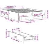 Cadre de lit avec tiroirs sans matelas chêne sonoma 135x190 cm