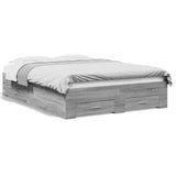 Cadre de lit avec tiroirs sans matelas sonoma gris 135x190 cm