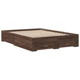 Cadre de lit avec tiroirs sans matelas chêne marron 135x190 cm