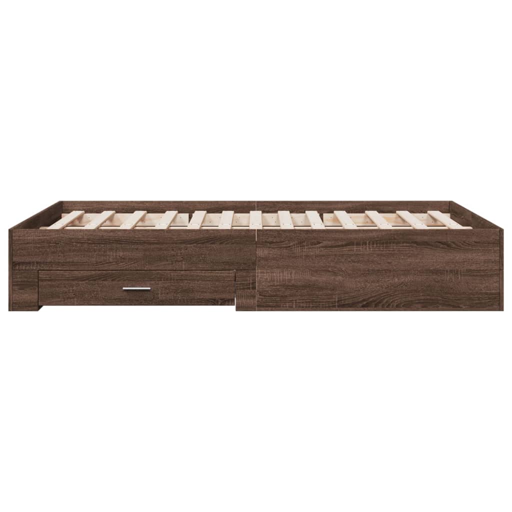 Cadre de lit avec tiroirs sans matelas chêne marron 135x190 cm