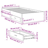 Cadre de lit avec tiroirs sans matelas blanc 90x200 cm