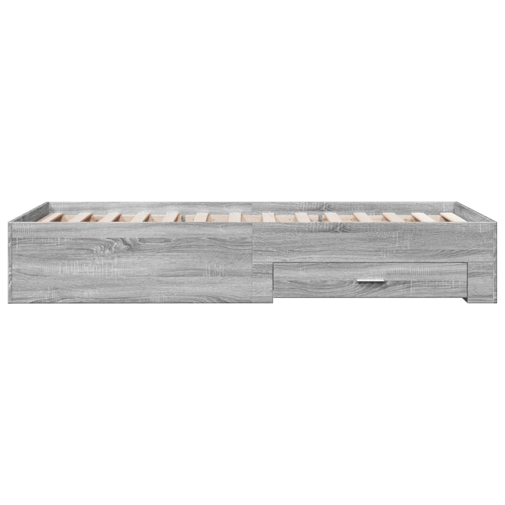 Cadre de lit avec tiroirs sans matelas sonoma gris 90x200 cm