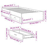 Cadre de lit avec tiroirs sans matelas blanc 90x190 cm