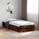 Bed frame with drawers without mattress smoked oak 90x190 cm