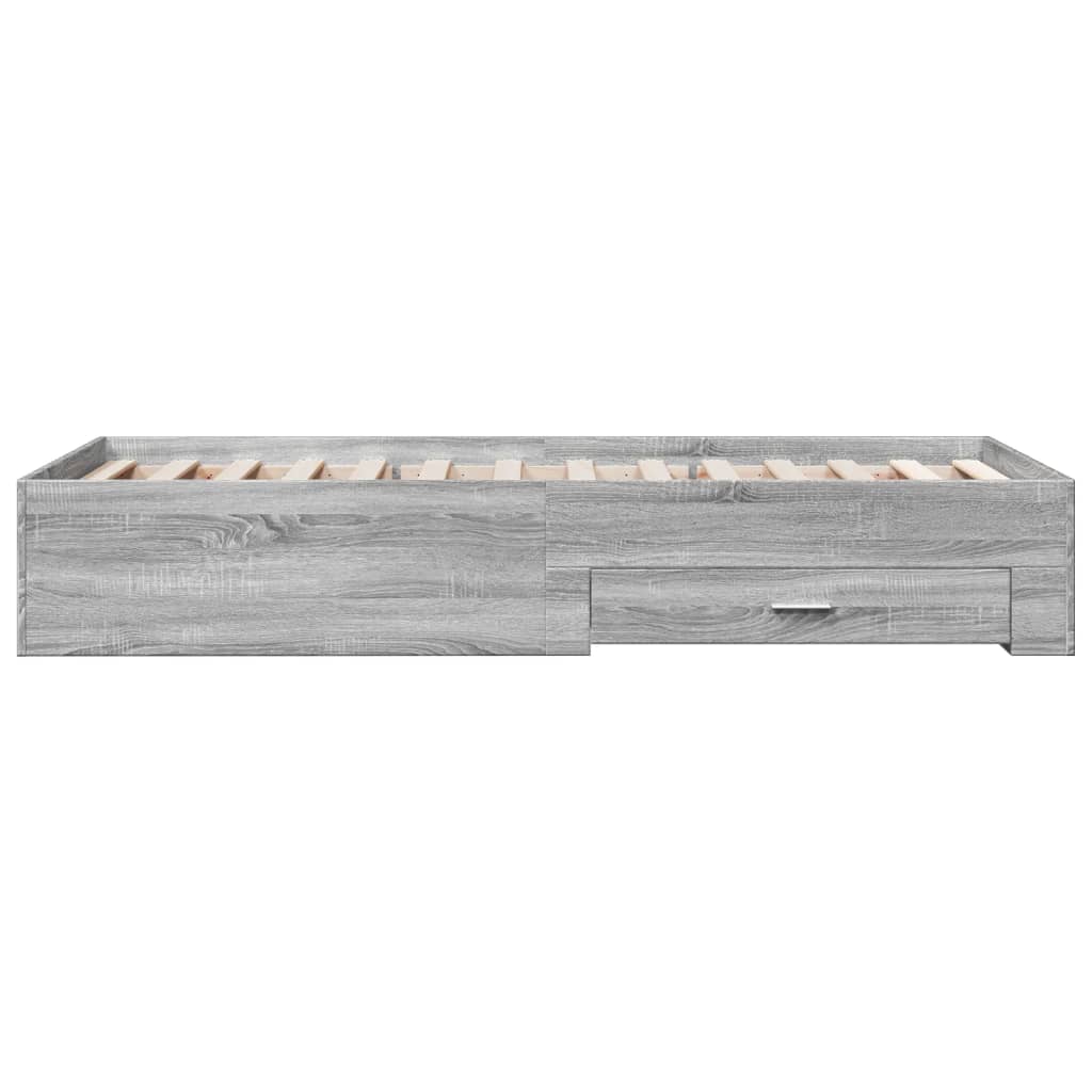 Cadre de lit avec tiroirs sans matelas sonoma gris 90x190 cm