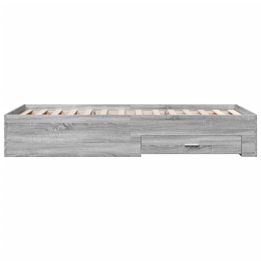 Cadre de lit avec tiroirs sans matelas sonoma gris 75x190 cm