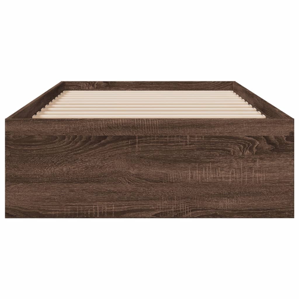 Cadre de lit avec tiroirs sans matelas chêne marron 75x190 cm