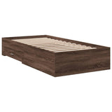 Cadre de lit avec tiroirs sans matelas chêne marron 75x190 cm