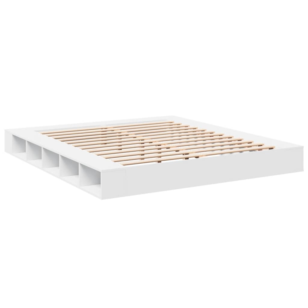 Cadre de lit sans matelas blanc 200x200 cm