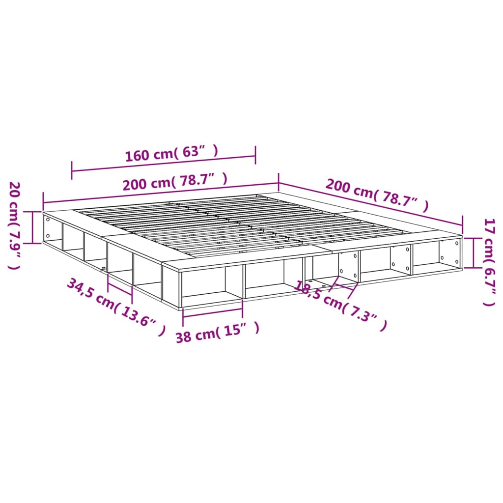 Cadre de lit sans matelas blanc 200x200 cm