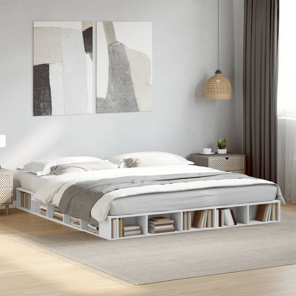 Cadre de lit sans matelas blanc 200x200 cm