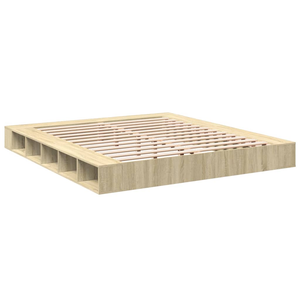 Cadre de lit sans matelas chêne sonoma 200x200 cm